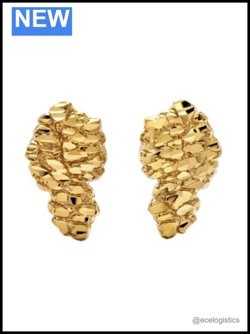 10K Yellow Gold Nugget Earrings Push Back Studs Fine Jewelry